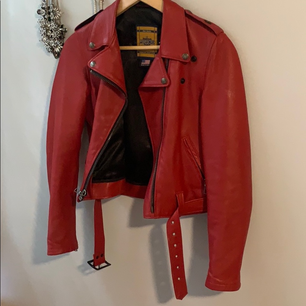 Schott NYC Perfecto Red Leather Jacket